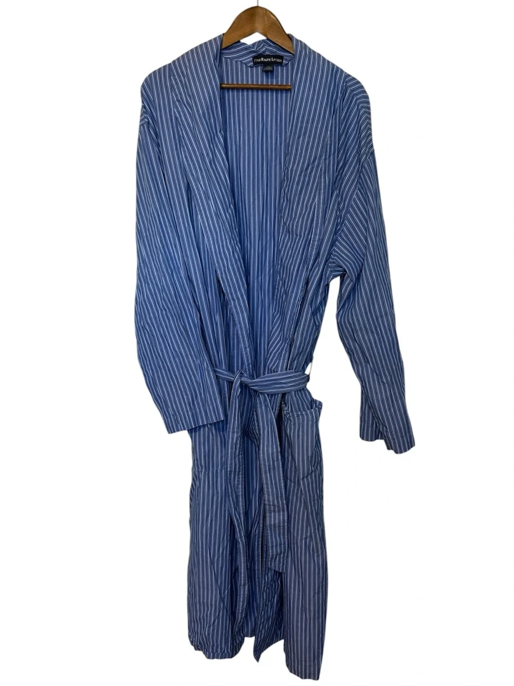 Polo Ralph Lauren Men’s 100% Cotton Striped Robe Blue Pony Luxury Light L/XL
